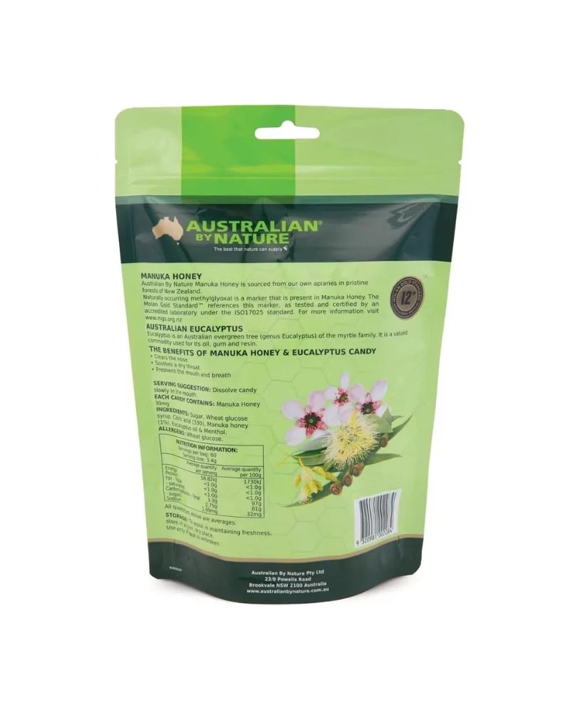 Australian By Nature Manuka Honey Candy with Eucalyptus 60 Bag - Image 2