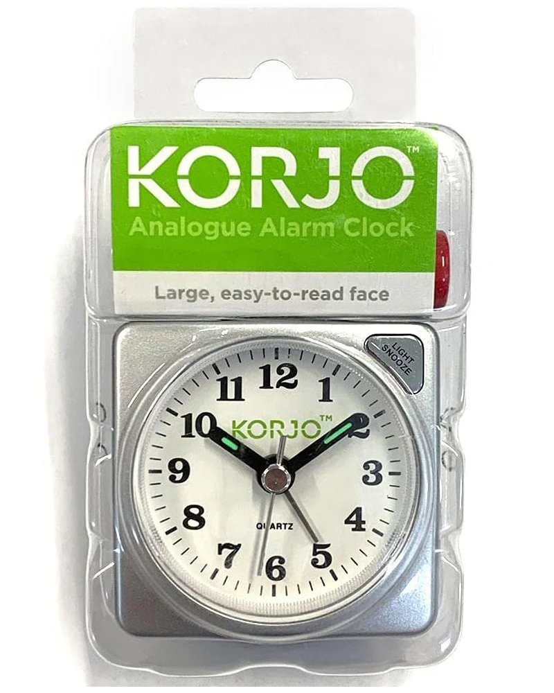 KORJO AAC 73 Analogue Alarm Clock, 5.5 Centimeters, Silver/Black - Image 3