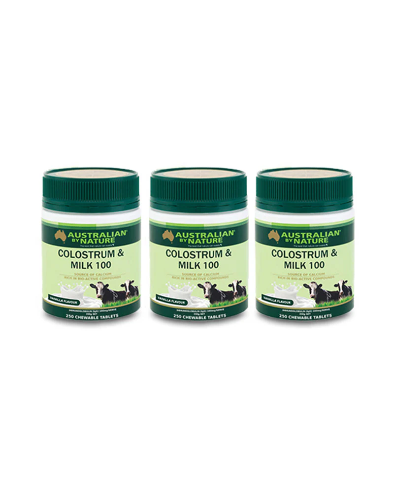 Australian By Nature Colostrum &amp; Milk 100mg 250 Chewable Tablets - 3 Pack