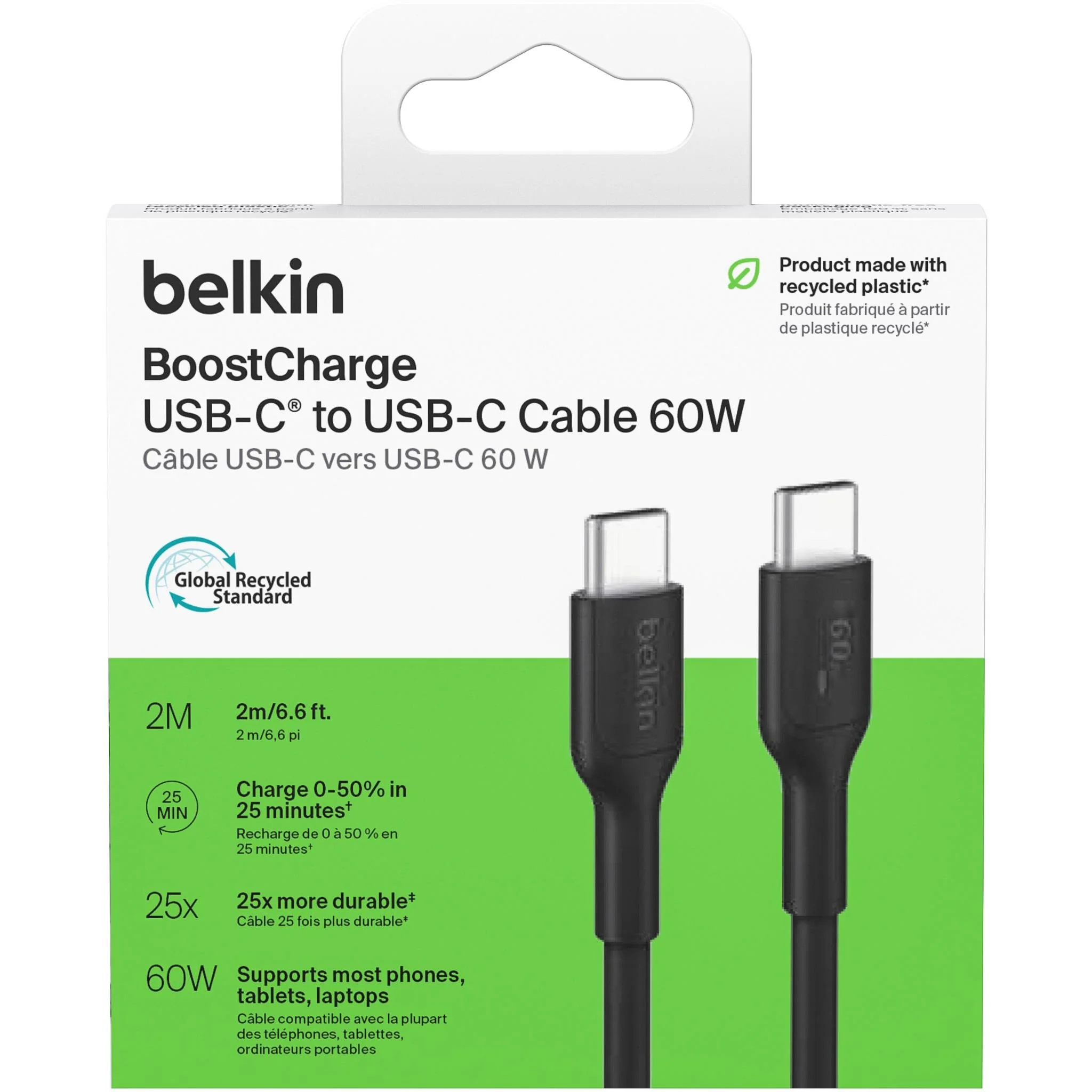 Belkin BoostCharge USB-C Cable 60W 2m (Black) - Image 2