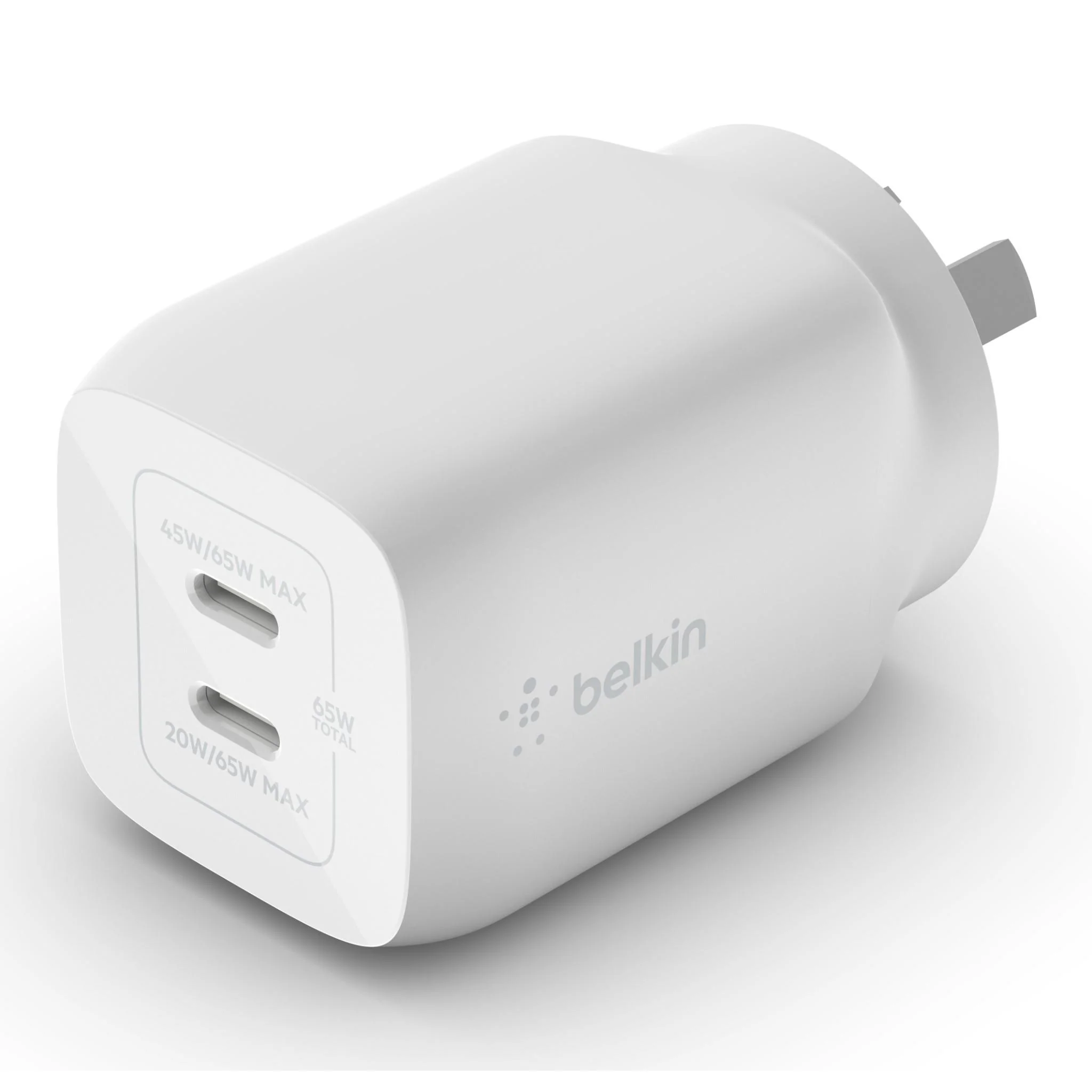 Belkin BoostUp Charge Dual USB-C 65W GaN Wall Charger (White) - Image 3