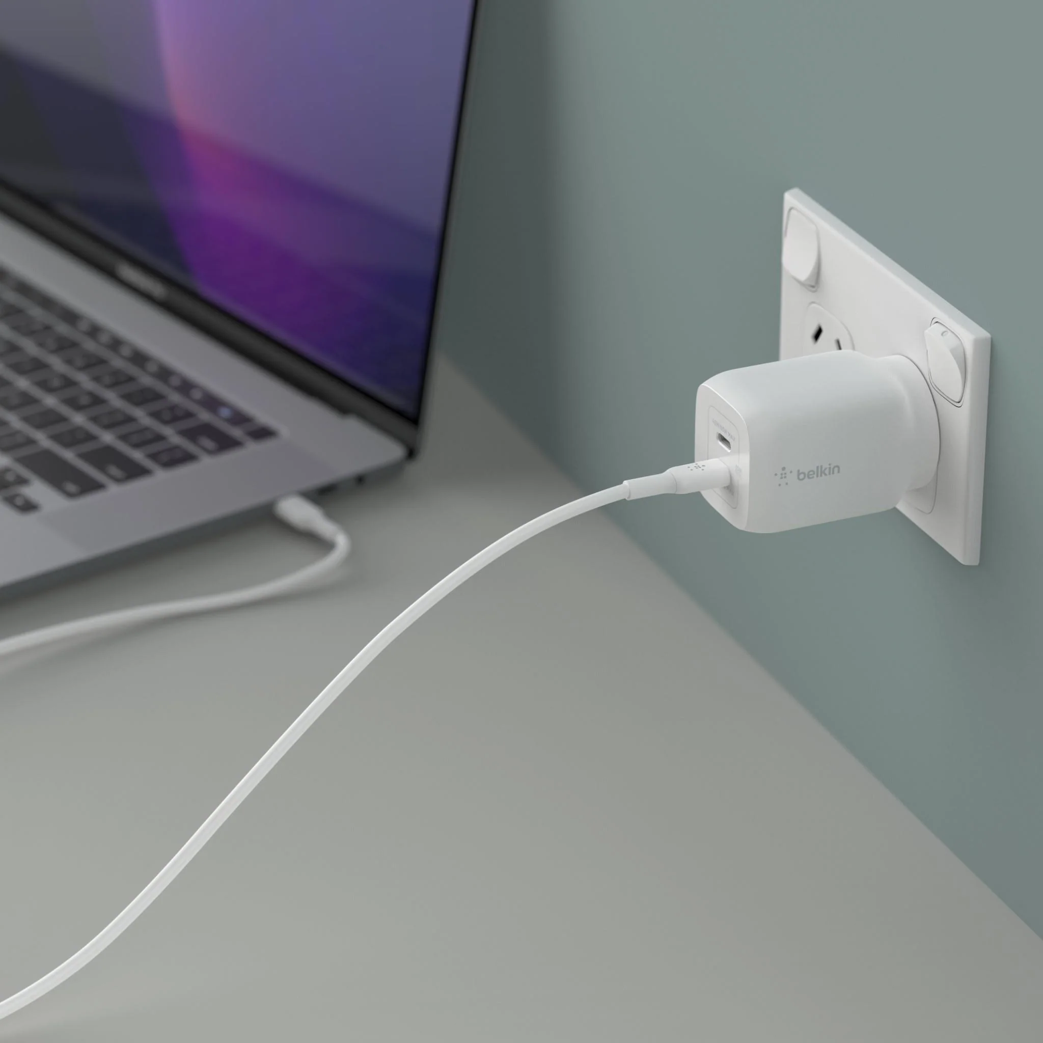 Belkin BoostUp Charge Dual USB-C 65W GaN Wall Charger (White) - Image 6