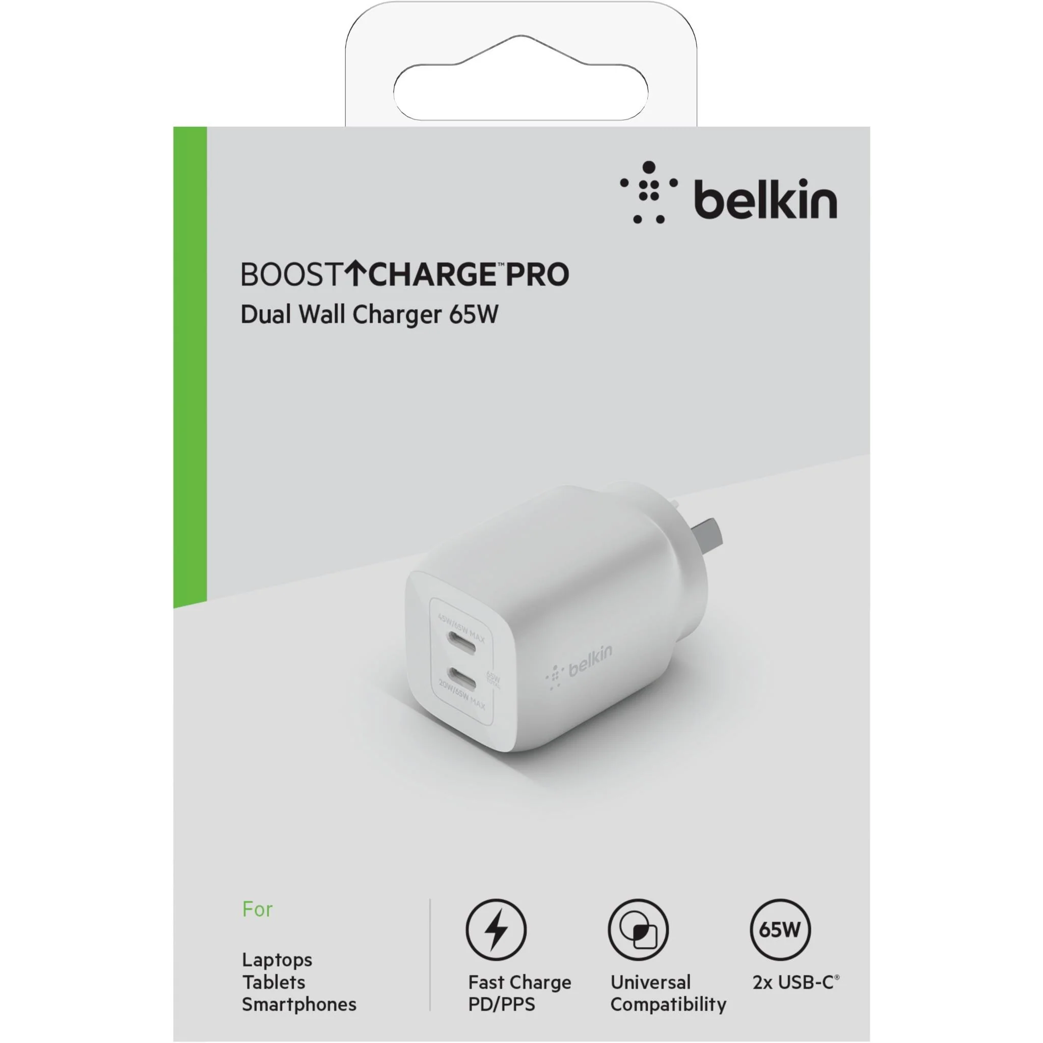 Belkin BoostUp Charge Dual USB-C 65W GaN Wall Charger (White) - Image 7