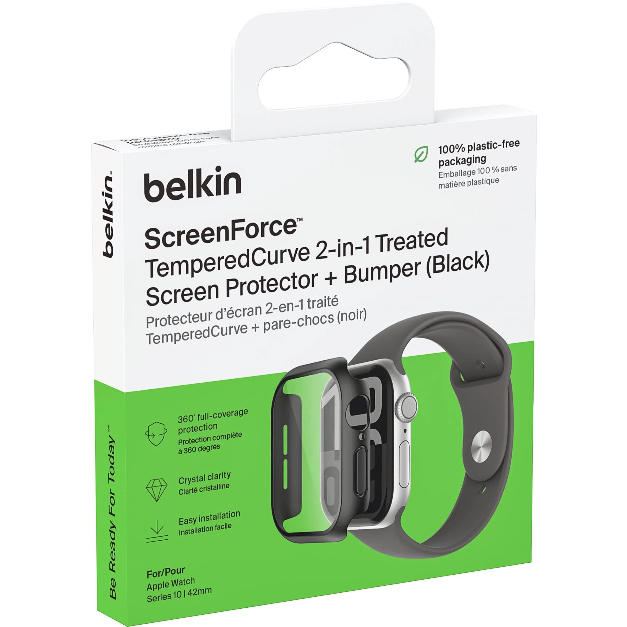 Belkin ScreenForce TemperedCurve 2-in-1 Screen Protector for Apple Watch Series 11/10 42mm (Black) - Image 7
