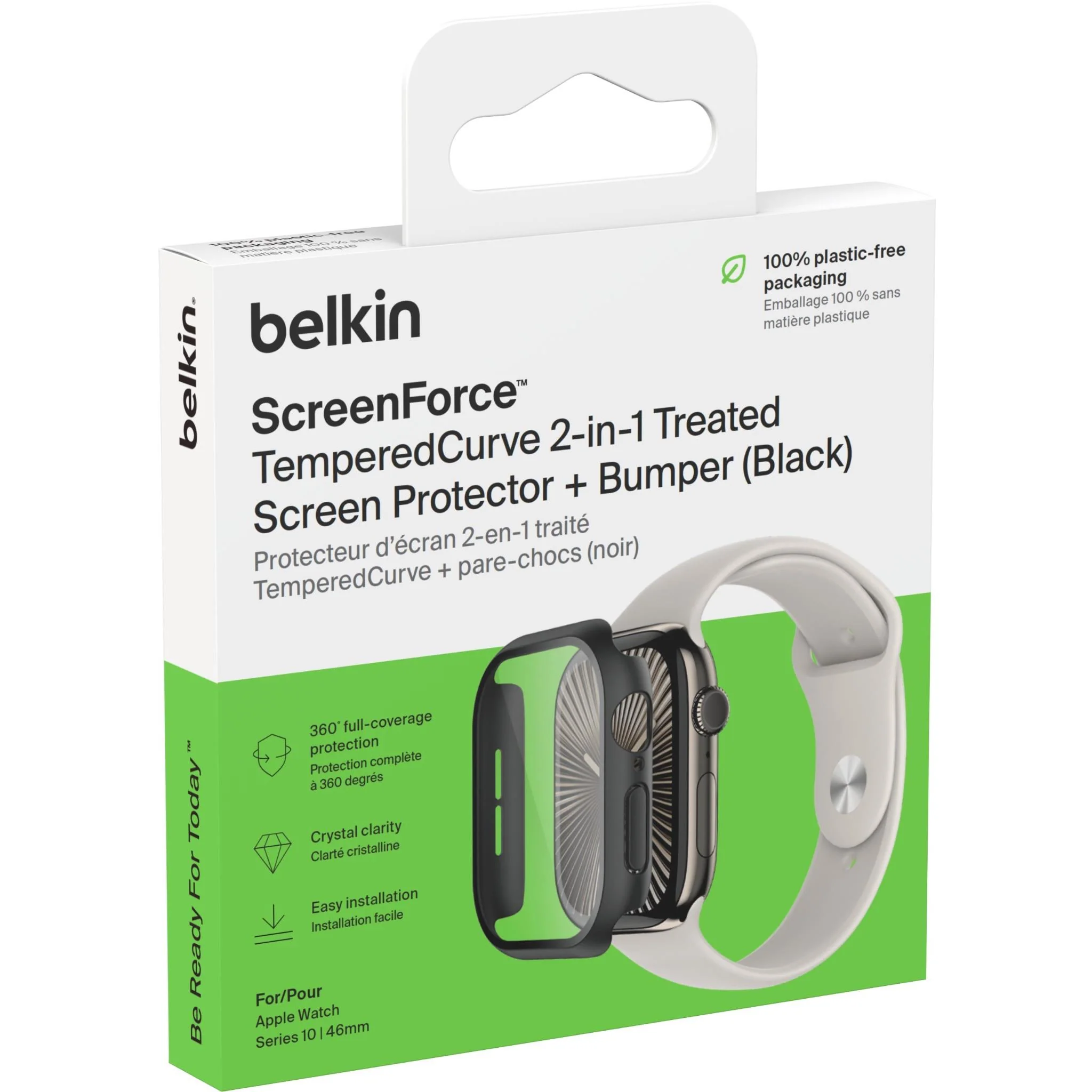 Belkin ScreenForce TemperedCurve 2-in-1 Screen Protector for Apple Watch Series 11/10 46mm (Black) - Image 7