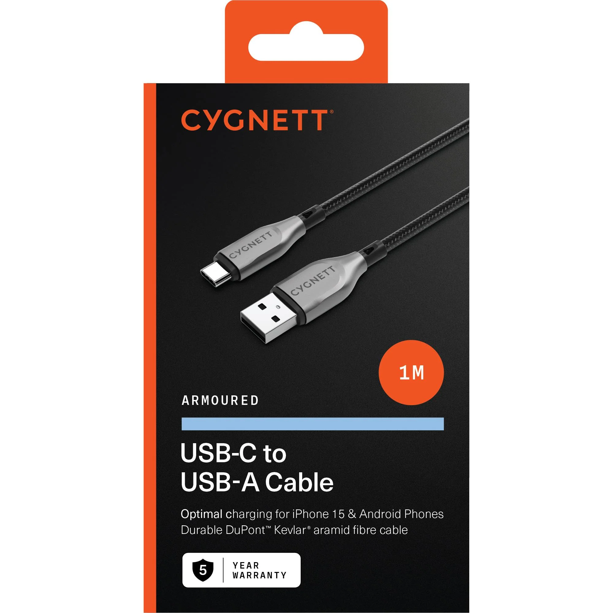 Cygnett Armoured USB-C to USB-A Cable 1M (Black) - Image 6