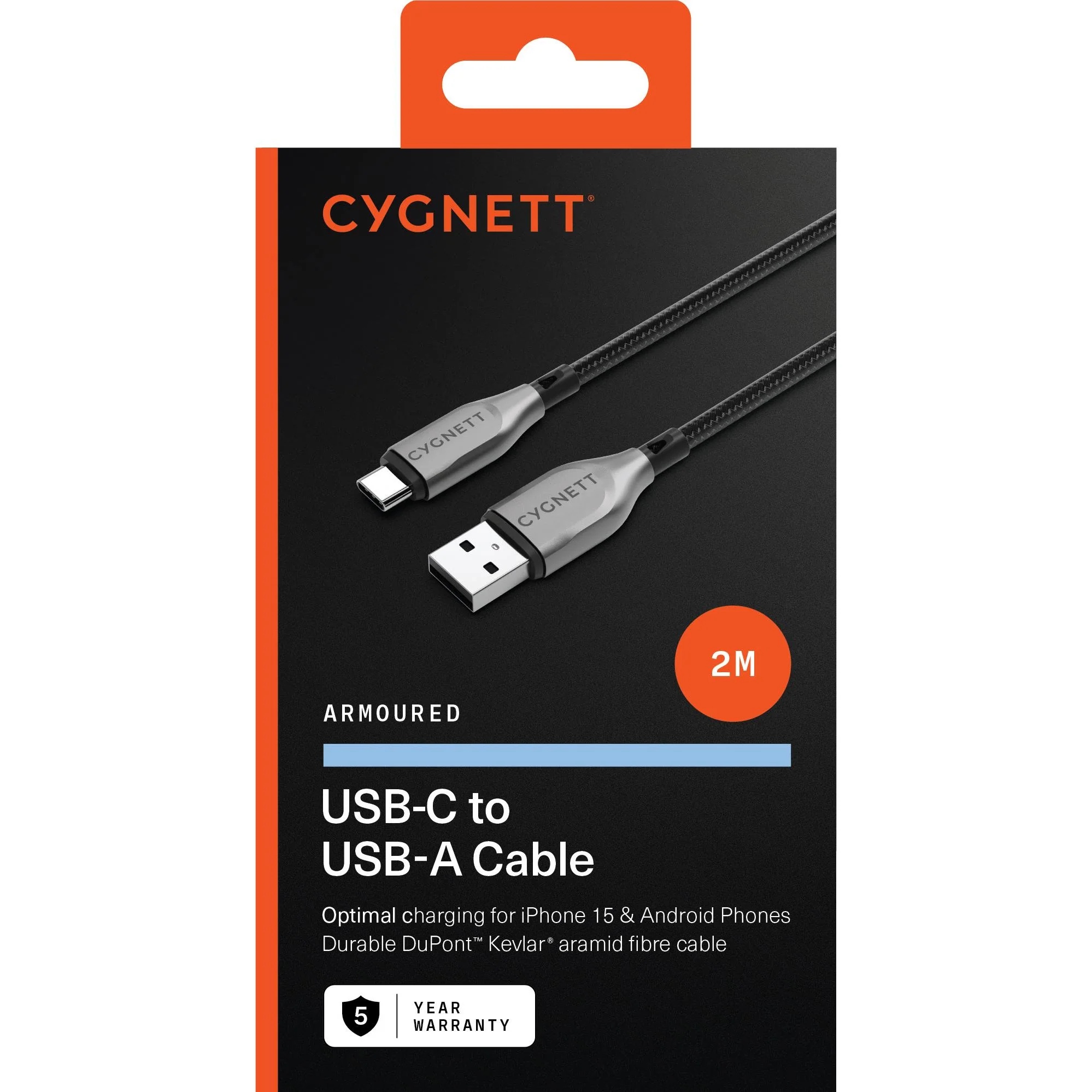 Cygnett Armoured USB-C to USB-A Cable 2M (Black) - Image 6