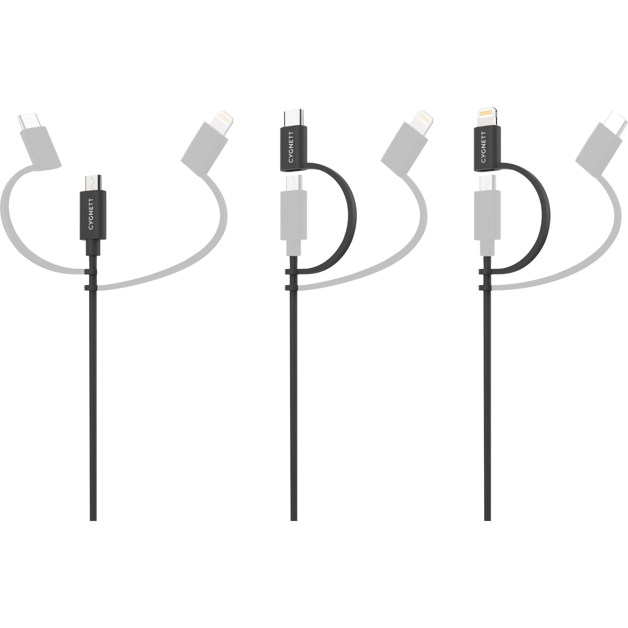 Cygnett Charge & Connect 3-in-1 Cable 1.2m (Black) - Image 5