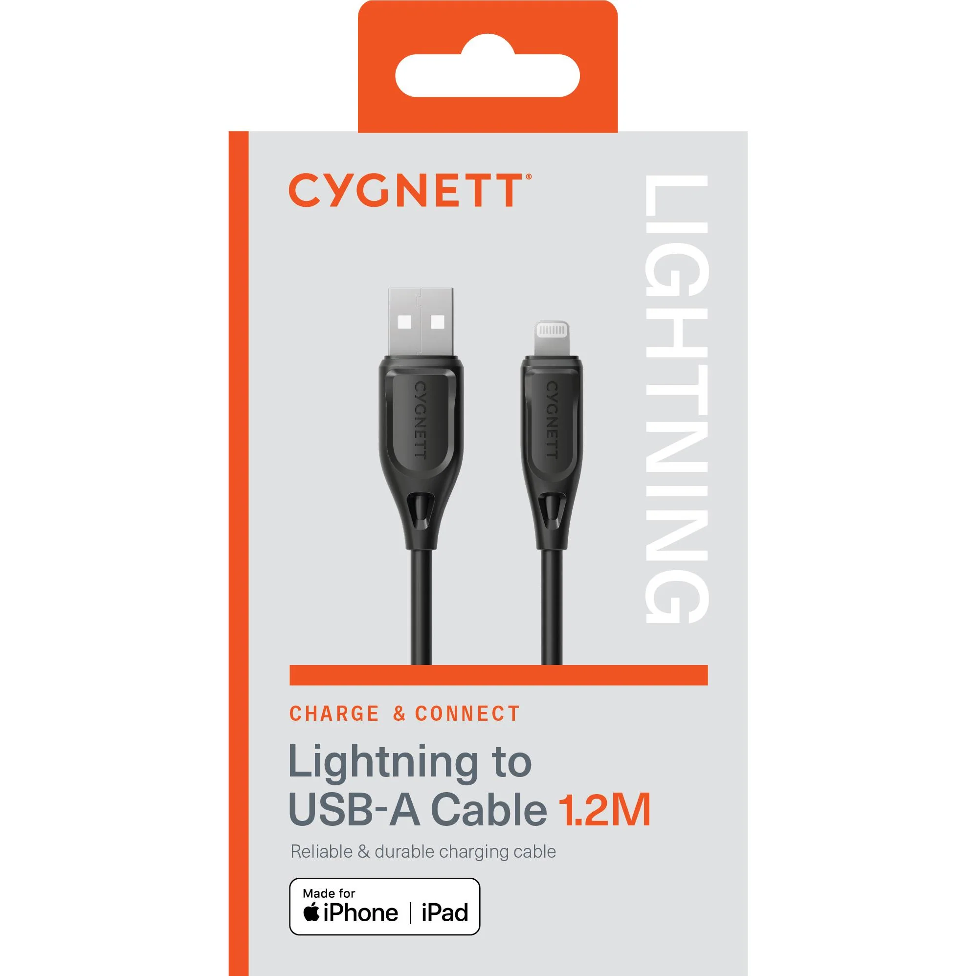 Cygnett Charge & Connect Lightning to USB-A Cable V2 1.2m (Black) - Image 3