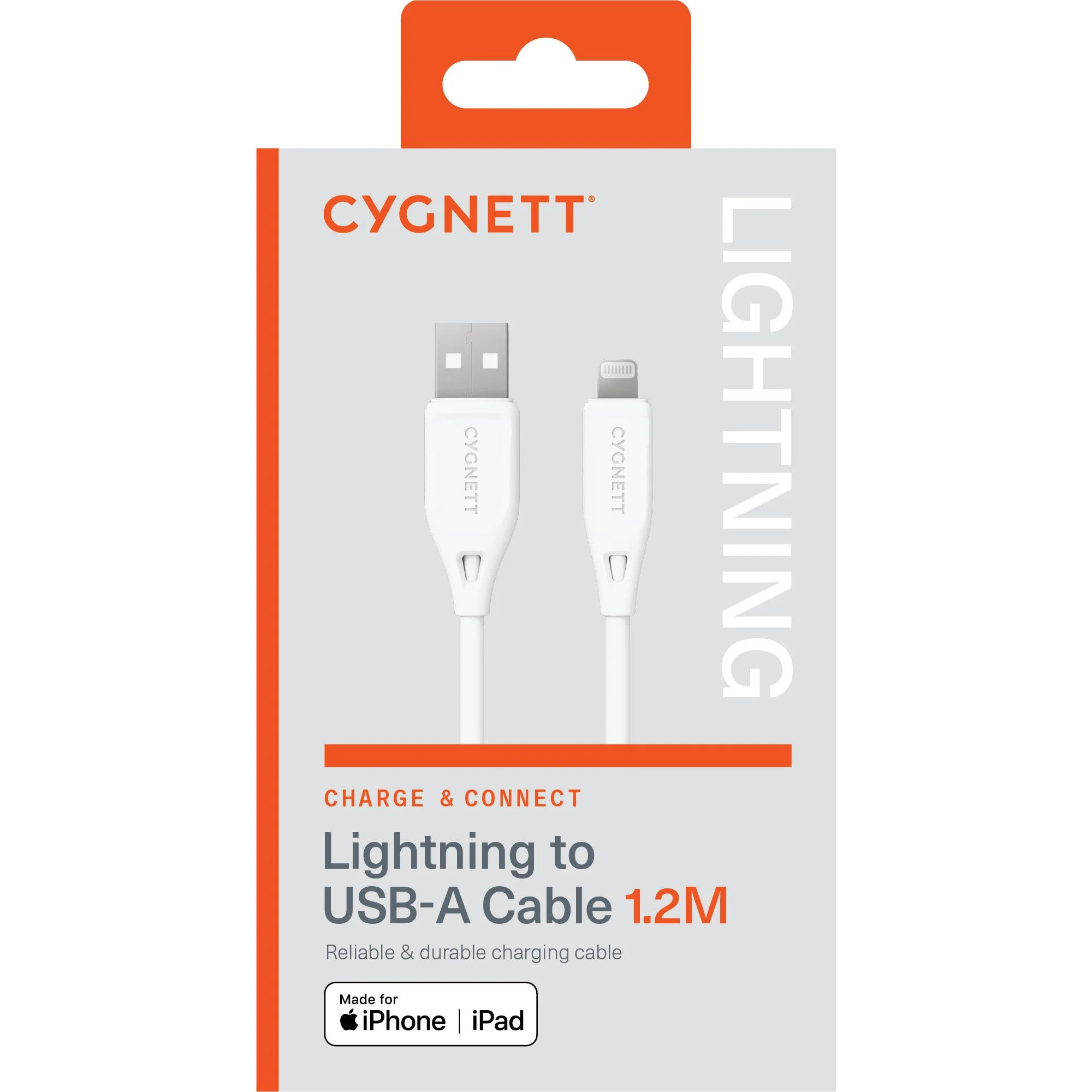 Cygnett Charge & Connect Lightning to USB-A Cable V2 1.2m (White) - Image 3