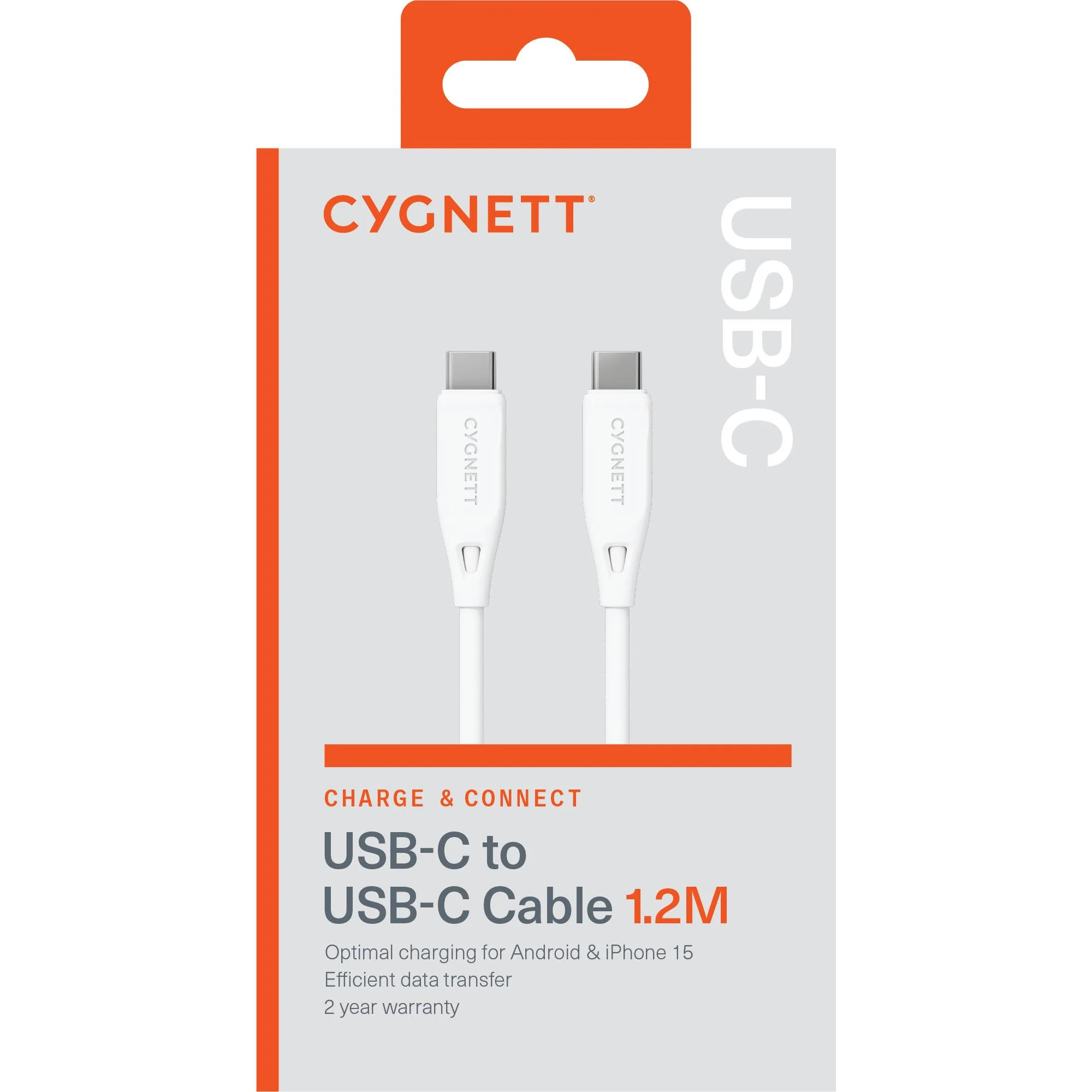 Cygnett Charge & Connect USB-C to USB-C 2.0 Cable V2 1.2m (White) - Image 4