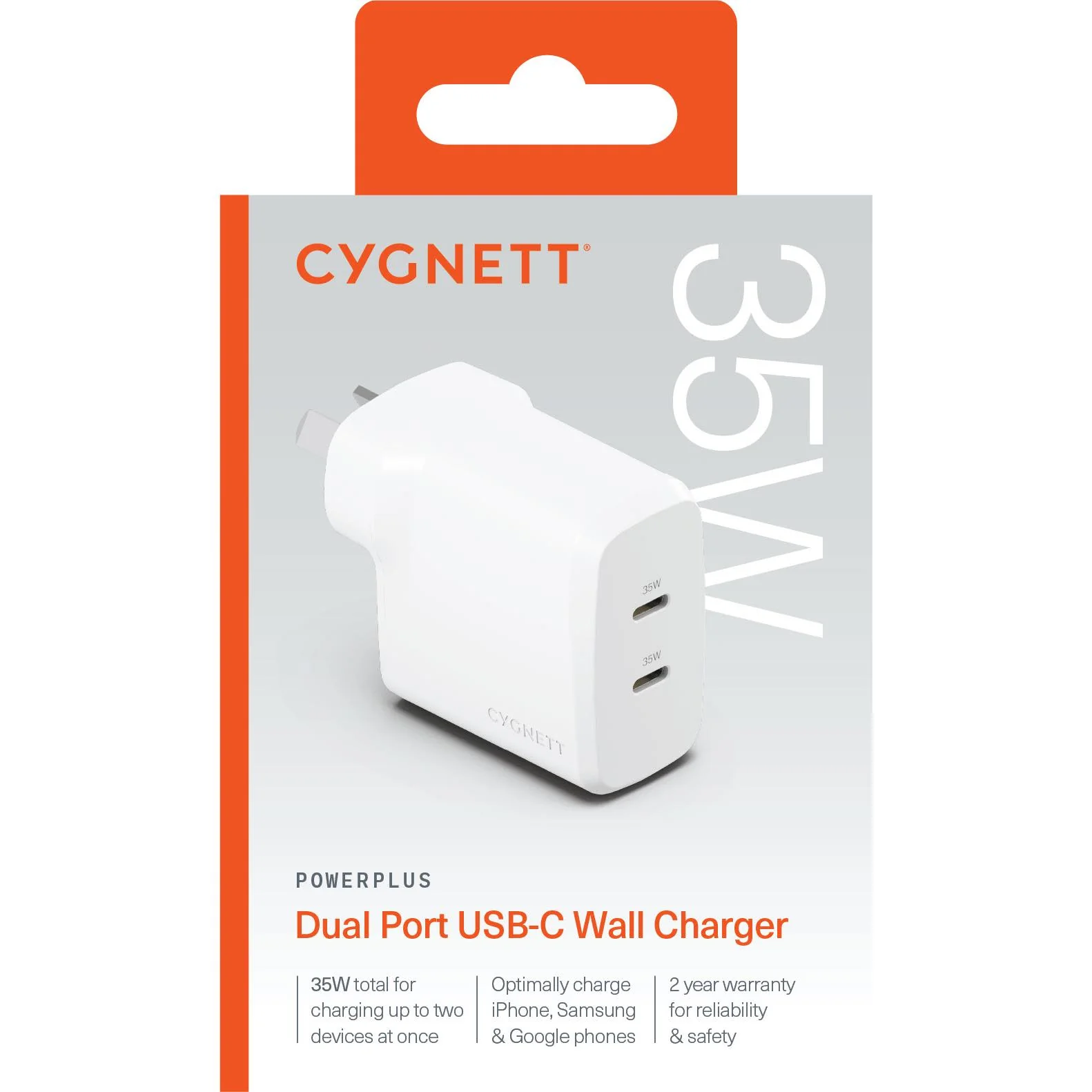 Cygnett PowerPlus 35W Dual Port USB-C Wall Charger (White) - Image 6