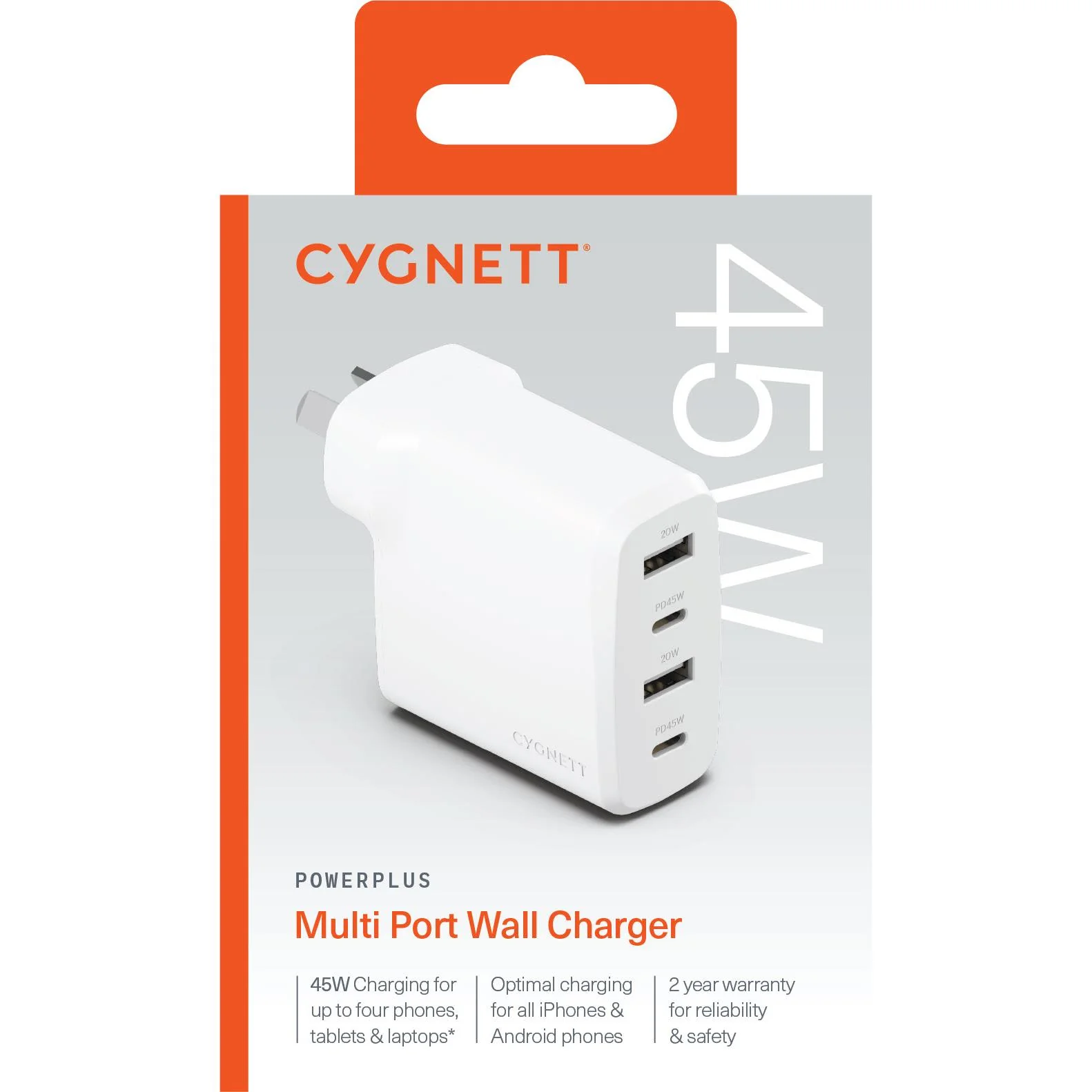 Cygnett PowerPlus 45W Multi Port Wall Charger (White) - Image 6