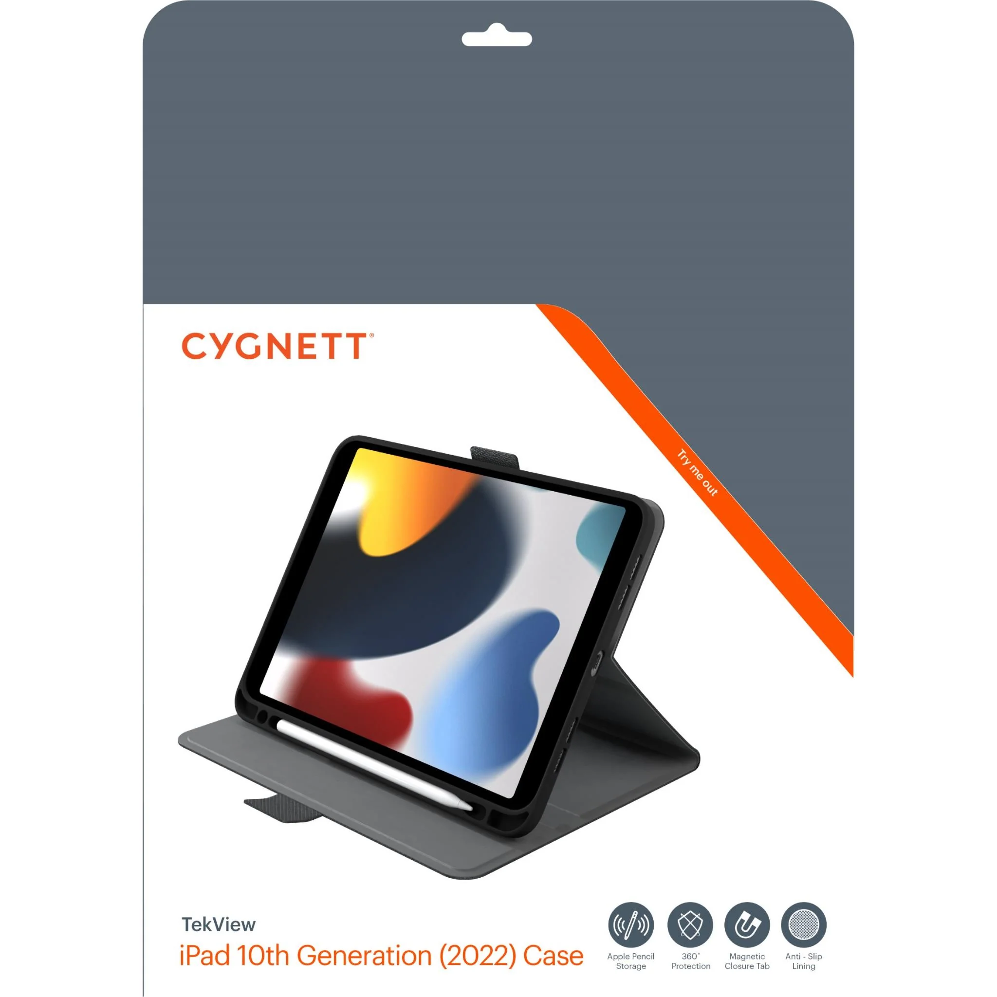 Cygnett TekView Case for iPad 10.9" 10th Gen (Black/Grey) - Image 3