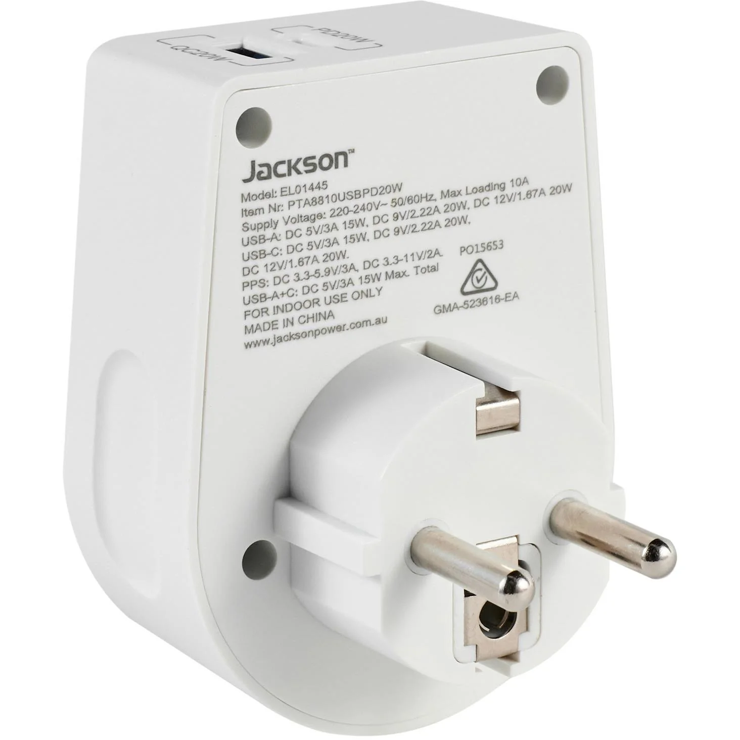 Jackson MOVE Rapid Charge PD20W USB-C/A Outbound Travel Adaptor for Europe, Bali & More - Image 3