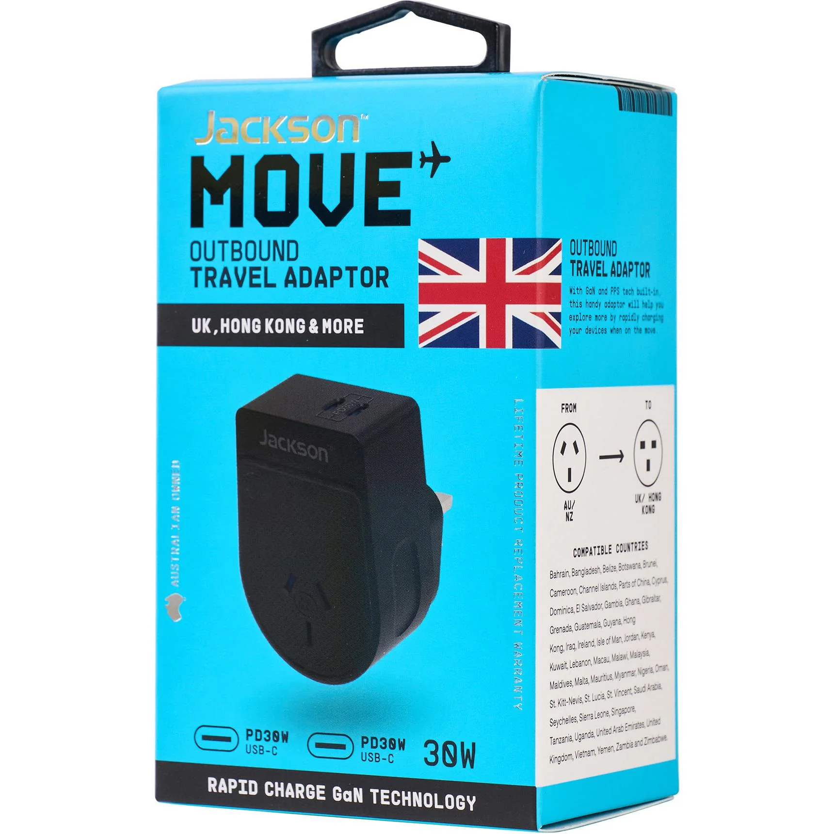 Jackson MOVE Rapid Charge PD30W USB-C Outbound Travel Adaptor for UK, HK & More - Image 5