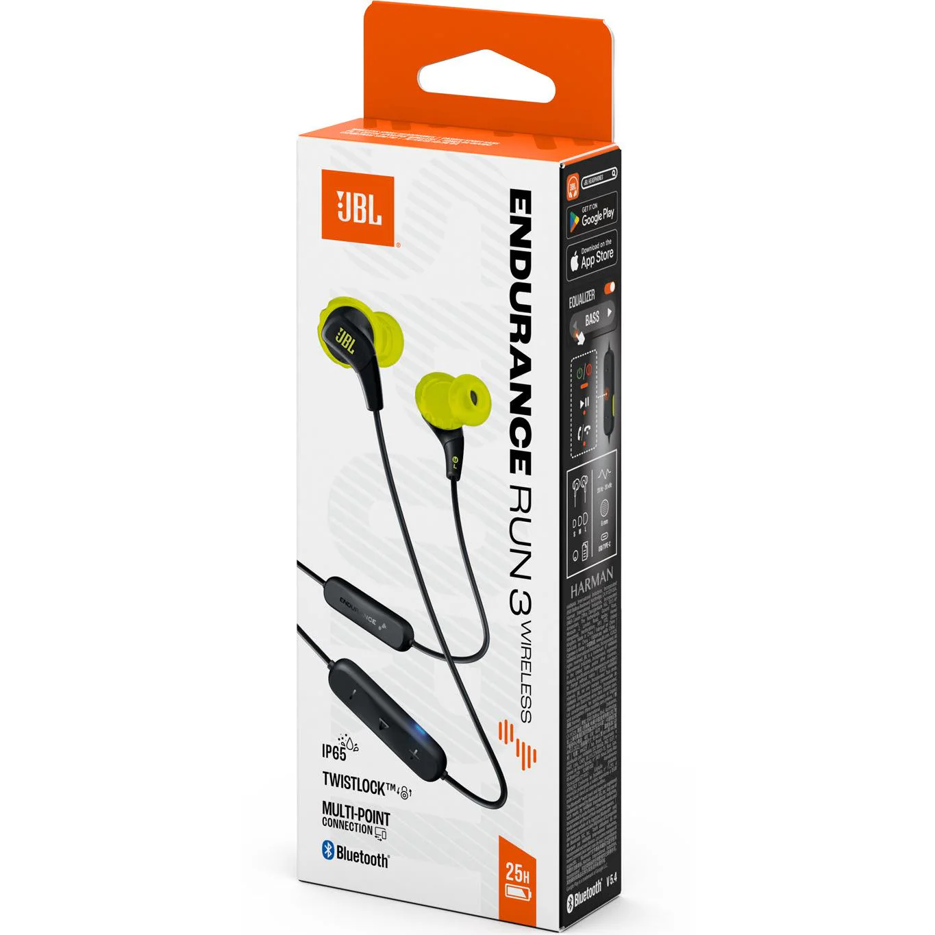 JBL Endurance Run 3 Waterproof Wireless In-Ear Headphones (Black/Lime) - Image 8