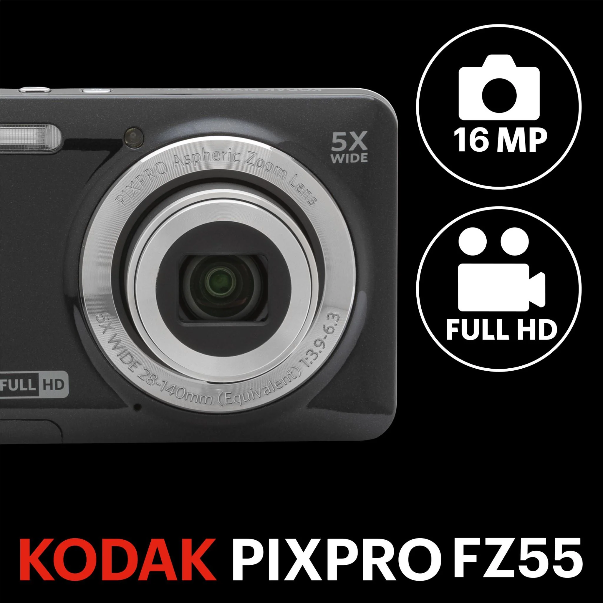 Kodak Pixpro FZ55 Digital Compact Camera (Black) - Image 2