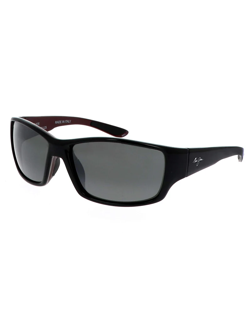 Maui Jim Local Kine 810-07E Shiny Black Grey and Maroon / Neutral Grey Polarised Lenses - Image 3