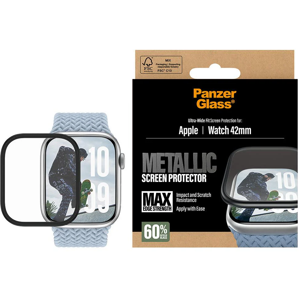 PanzerGlass Metal Frame Screen Protector for Apple Watch 11/10 42mm (Black) - Image 2