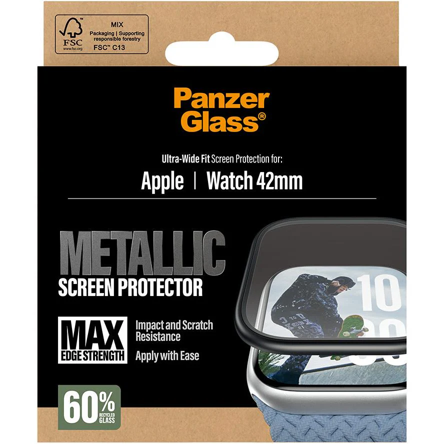 PanzerGlass Metal Frame Screen Protector for Apple Watch 11/10 42mm (Black) - Image 3