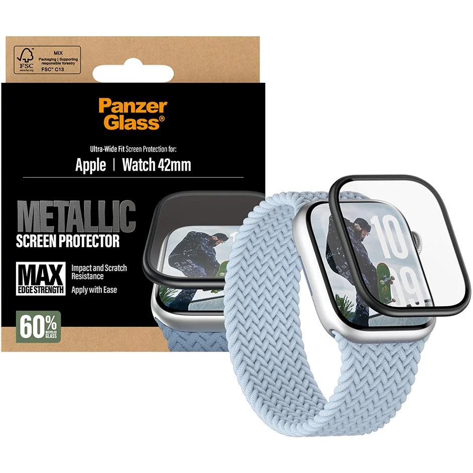 PanzerGlass Metal Frame Screen Protector for Apple Watch 11/10 42mm (Black) - Image 5