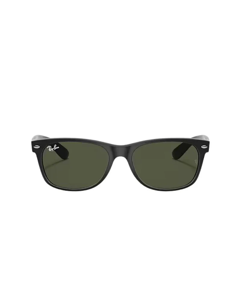 RB2132 Ray-Ban New Wayfarer In Rubber Black With Crystal Green Lenses - Image 2