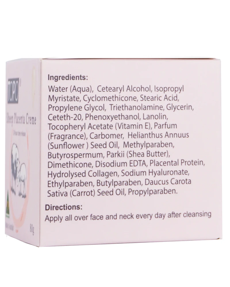 TOPO Sheep Placenta Moisturising Cream 24 Hour Time Release 80g - Image 3