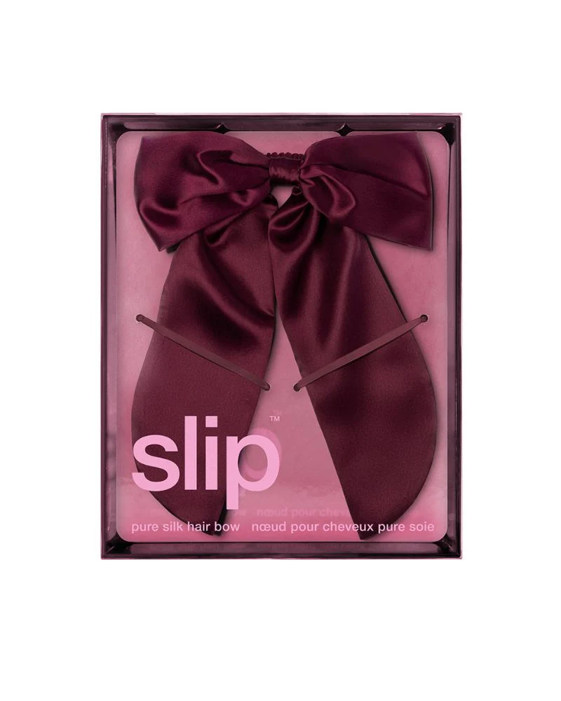Slip Pure Silk Hair Bow - Crimson - Image 3