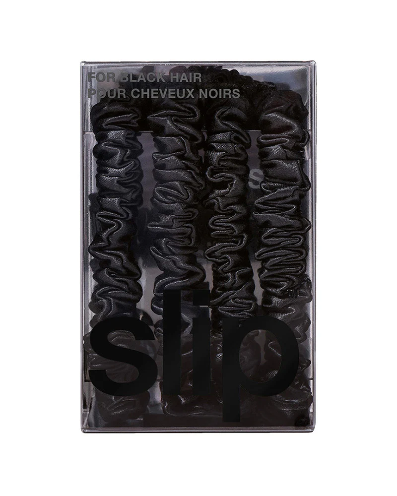 slip pure silk back to basics skinny scrunchies - black - Image 2