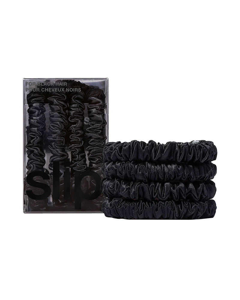 slip pure silk back to basics skinny scrunchies - black - Image 3