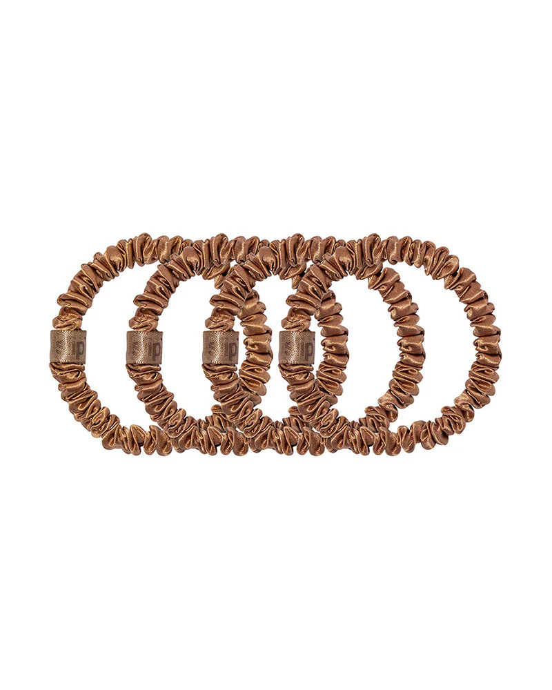 slip pure silk back to basics skinny scrunchies - copper - Image 3