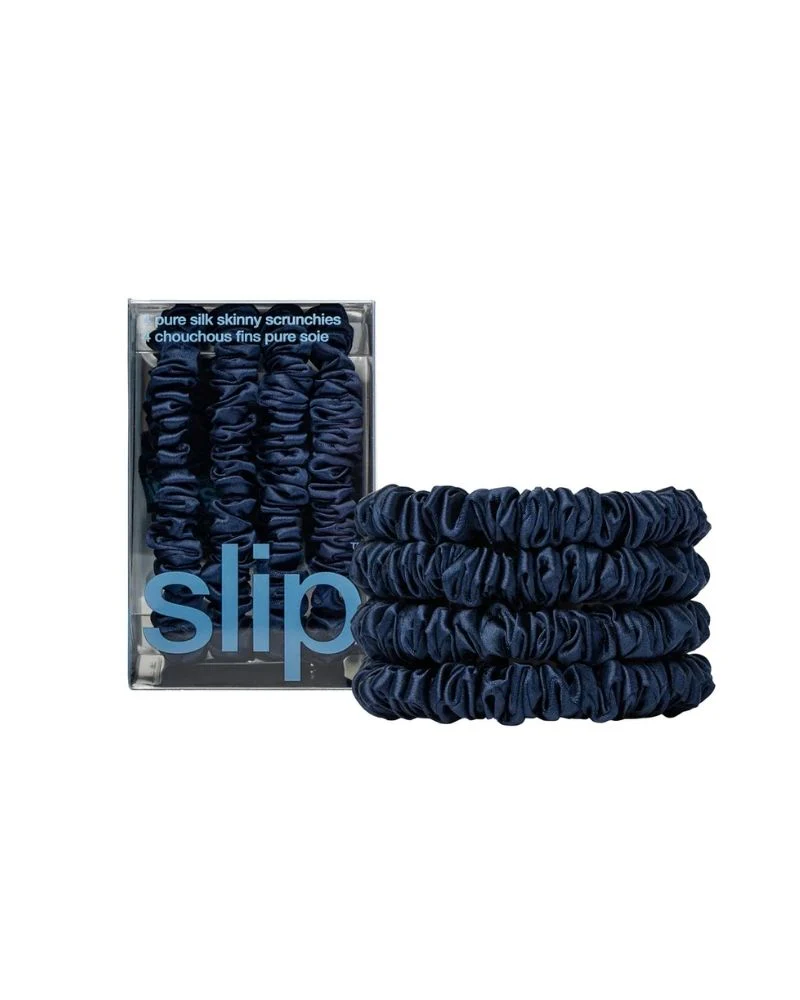 Slip Pure Silk Skinny Scrunchies - Navy