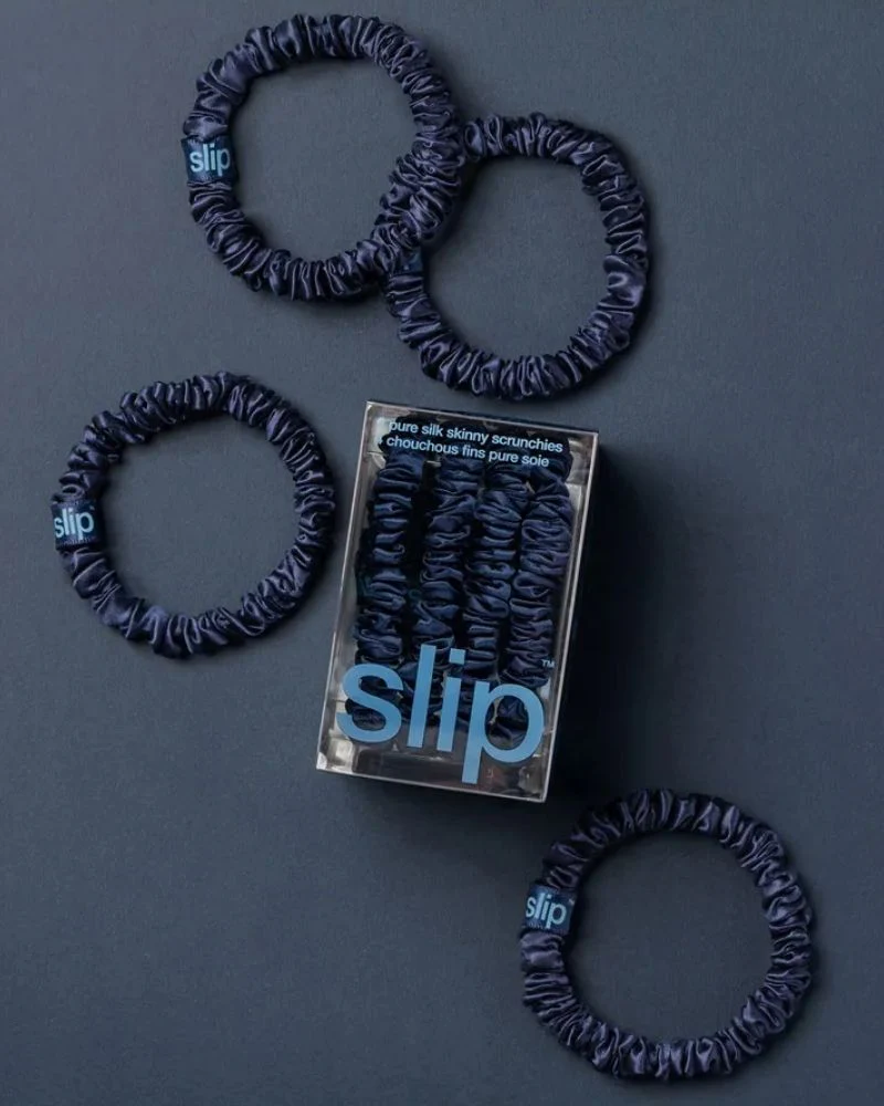 Slip Pure Silk Skinny Scrunchies - Navy - Image 2