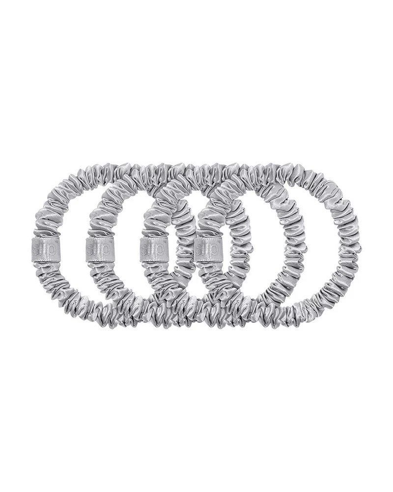 slip pure silk back to basics skinny scrunchies - silver - Image 3