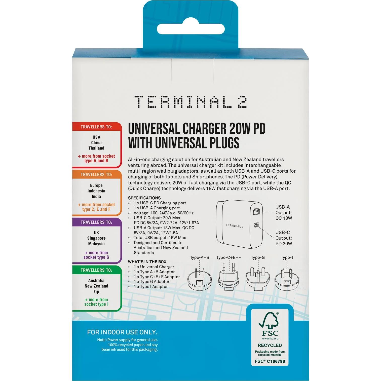 Terminal 2 Universal Travel Adaptor 2 USB PD 20W - Image 10