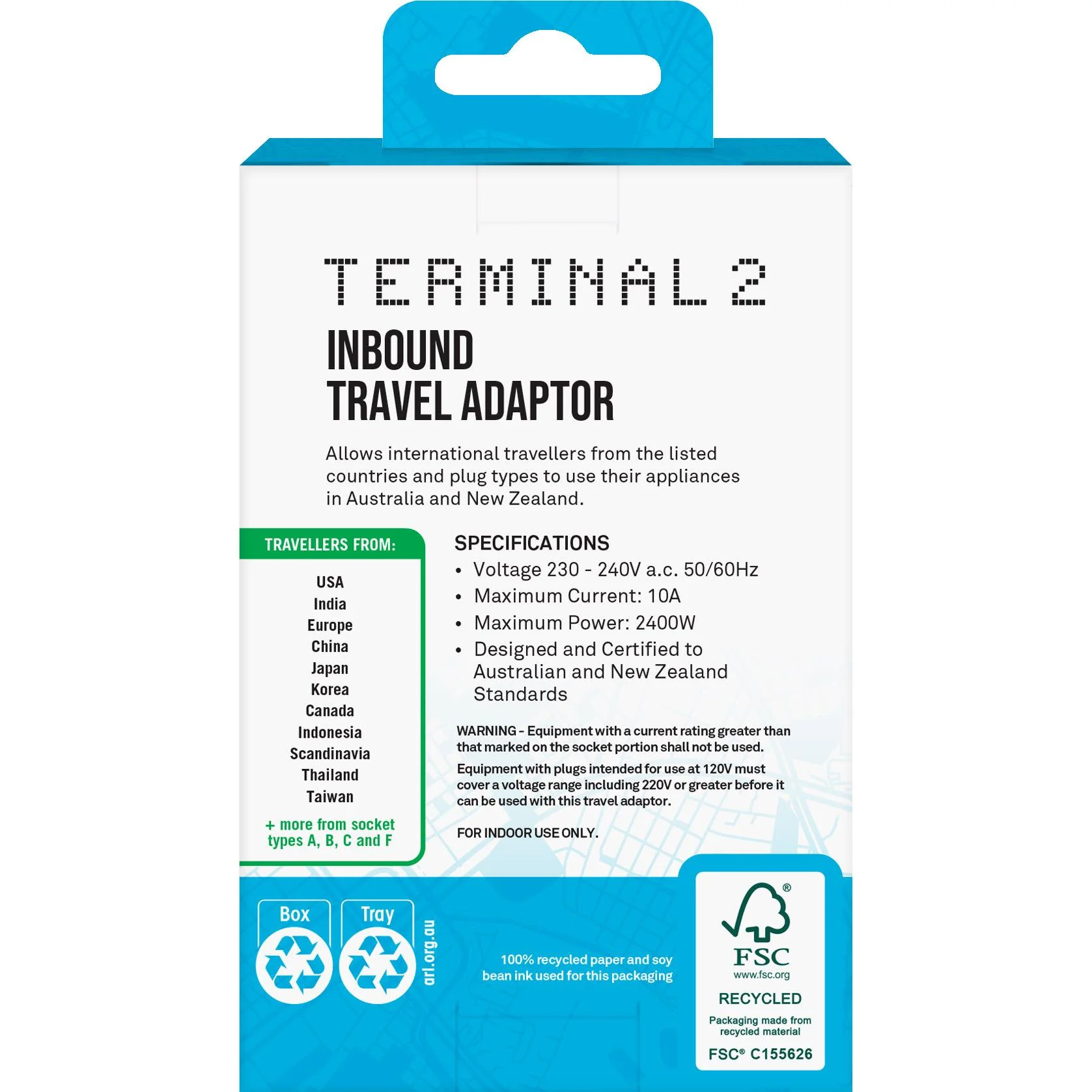 Terminal 2 Inbound Travel Adaptor EU/US (AU) - Image 5
