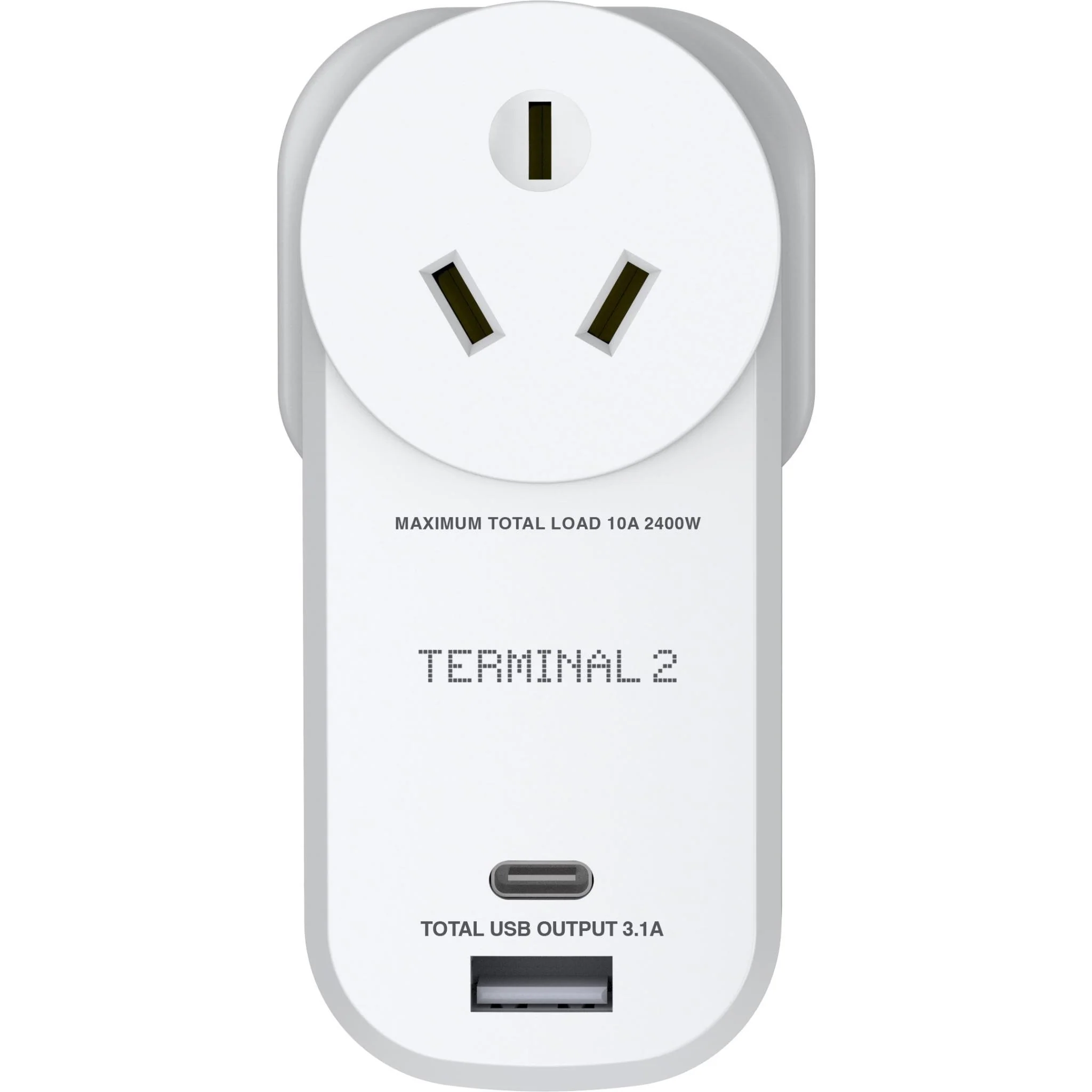 Terminal 2 Outbound Travel Adaptor with USB-A and USB-C Ports UK