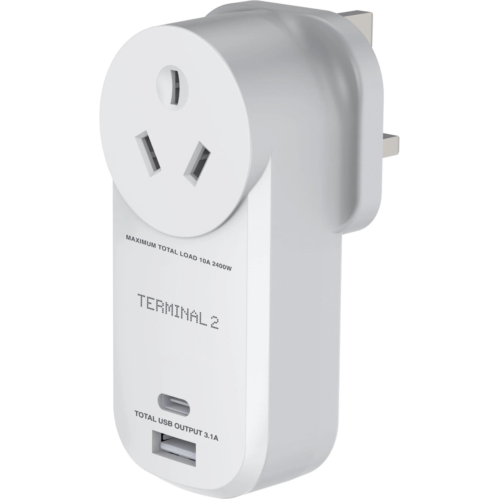 Terminal 2 Outbound Travel Adaptor with USB-A and USB-C Ports UK - Image 2