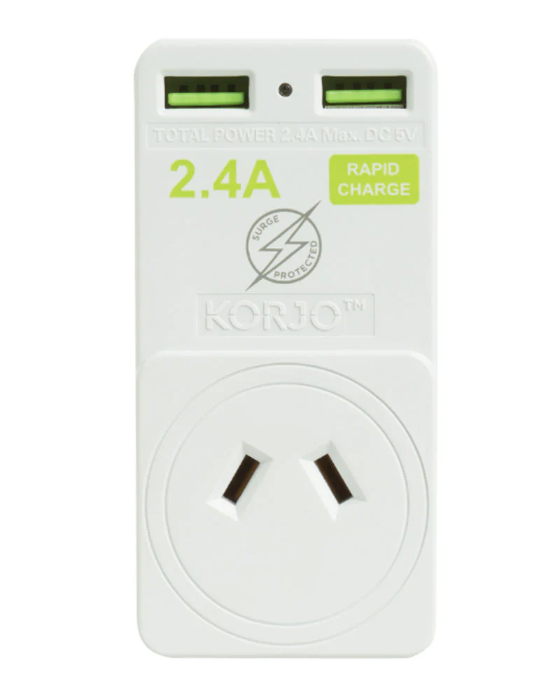 KORJO 2 PORT USB & POWER ADAPTOR 2X USB Sockets Australia - Image 2