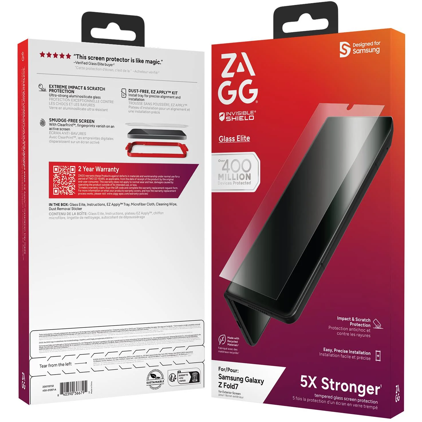 ZAGG InvisibleShield Glass Elite Cover Screen Protector for Galaxy Z Fold7 - Image 8